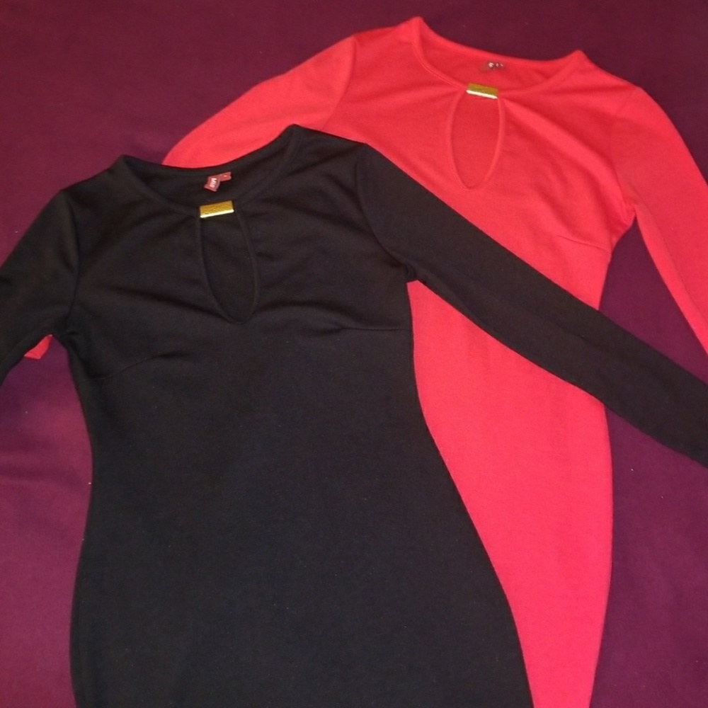BOGO Sexy long sleeve midi dresses with keyhole - Picture 3 of 3